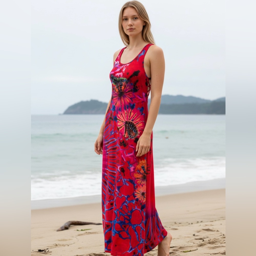 Tie Dye Backless Summer Maxi